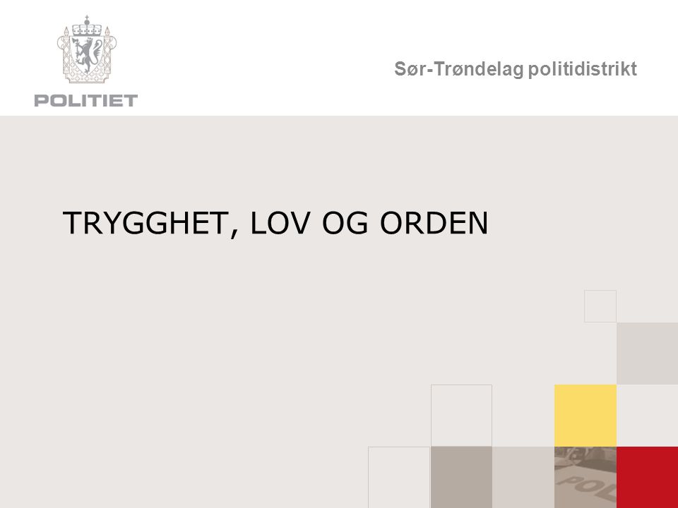 Sør-Trøndelag politidistrikt TRYGGHET, LOV OG ORDEN