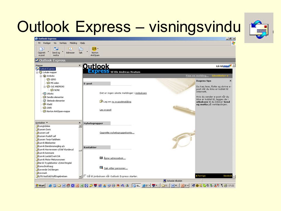 Outlook Express – visningsvindu