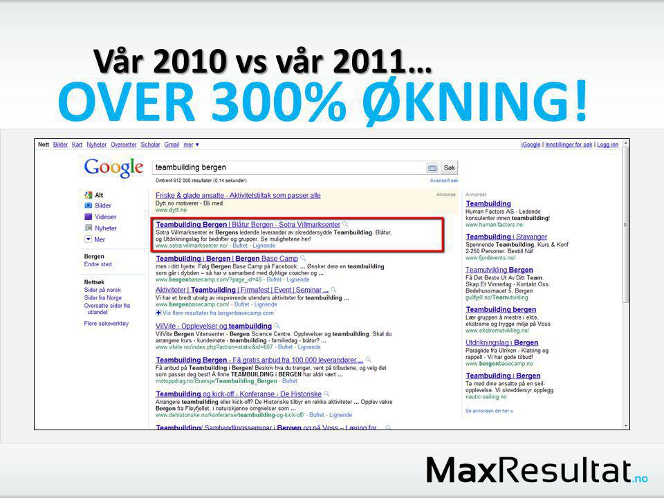 + Vår 2010 vs vår 2011… OVER 300% ØKNING!
