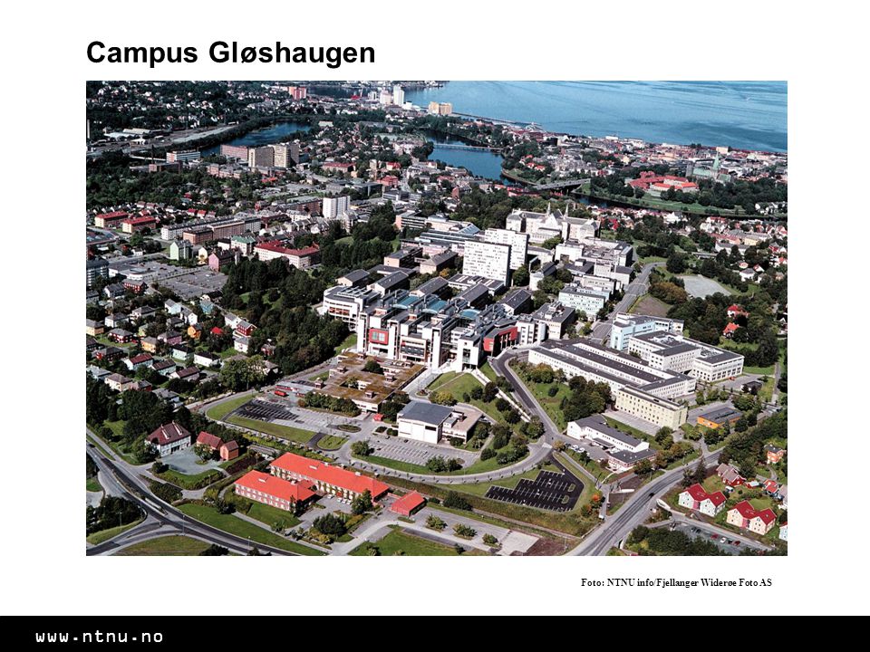 Campus Gløshaugen Foto: NTNU info/Fjellanger Widerøe Foto AS