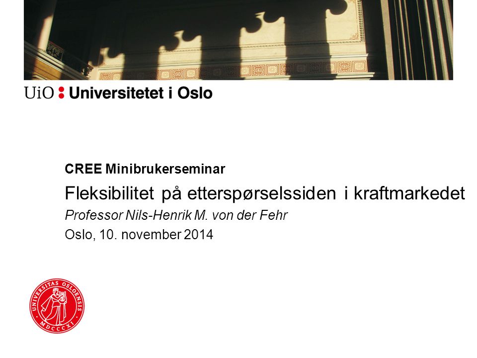 CREE Minibrukerseminar Fleksibilitet på etterspørselssiden i kraftmarkedet Professor Nils-Henrik M.