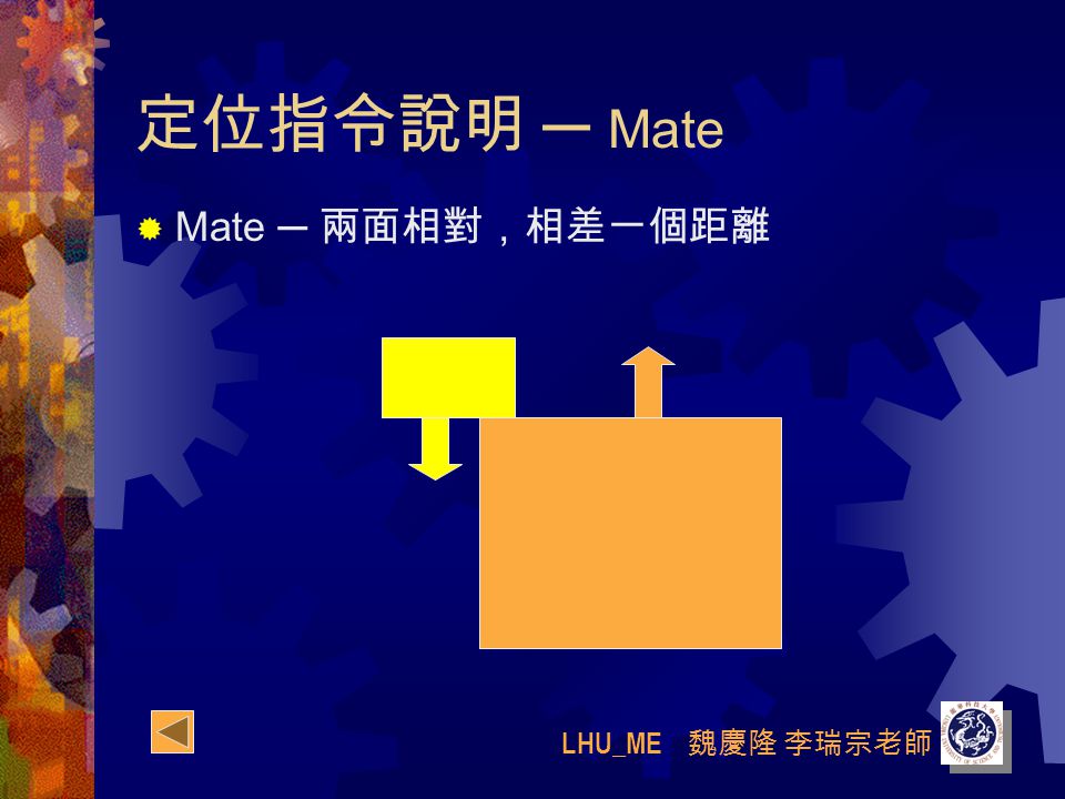 LHU_ME 魏慶隆 李瑞宗老師 定位指令說明 ─ Mate  Mate ─ 兩面相對，相差一個距離