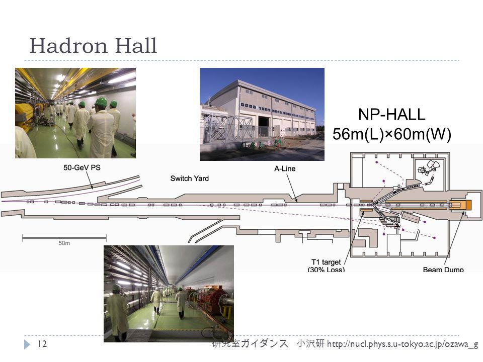 Hadron Hall 研究室ガイダンス 小沢研   12 NP-HALL 56m(L)×60m(W)