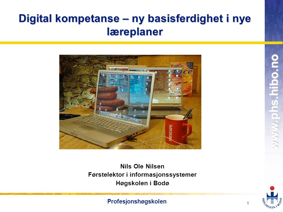 OMJ Profesjonshøgskolen Nils Ole Nilsen Førstelektor i informasjonssystemer Høgskolen i Bodø Digital kompetanse – ny basisferdighet i nye læreplaner