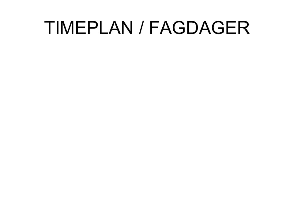 TIMEPLAN / FAGDAGER