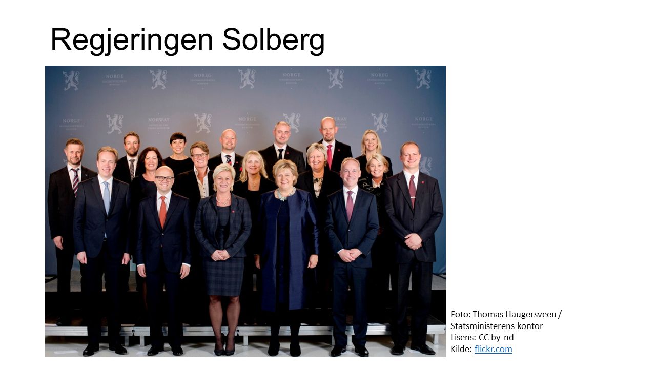 Regjeringen Solberg Foto: Thomas Haugersveen / Statsministerens kontor Lisens: CC by-nd Kilde: flickr.comflickr.com