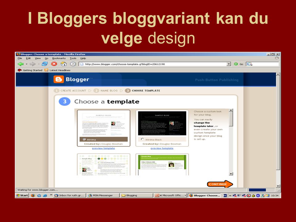 I Bloggers bloggvariant kan du velge design