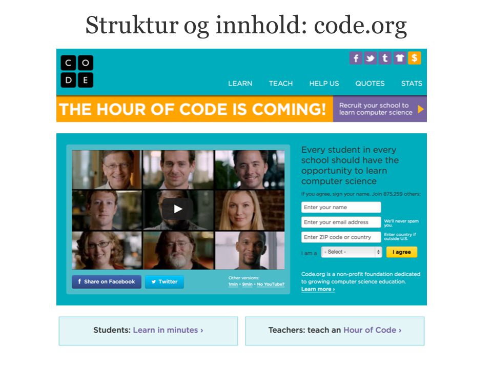 Struktur og innhold: code.org