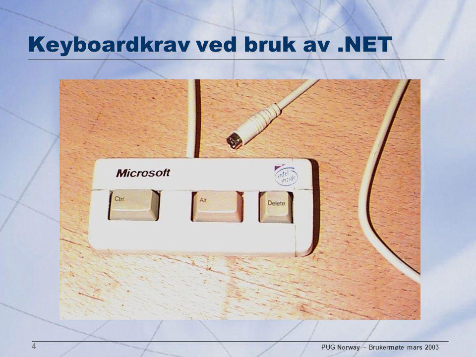 PUG Norway – Brukermøte mars Keyboardkrav ved bruk av.NET