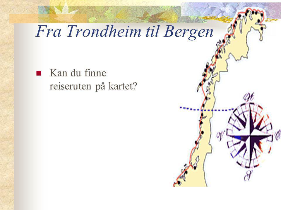 Fra Trondheim til Bergen  Kan du finne reiseruten på kartet