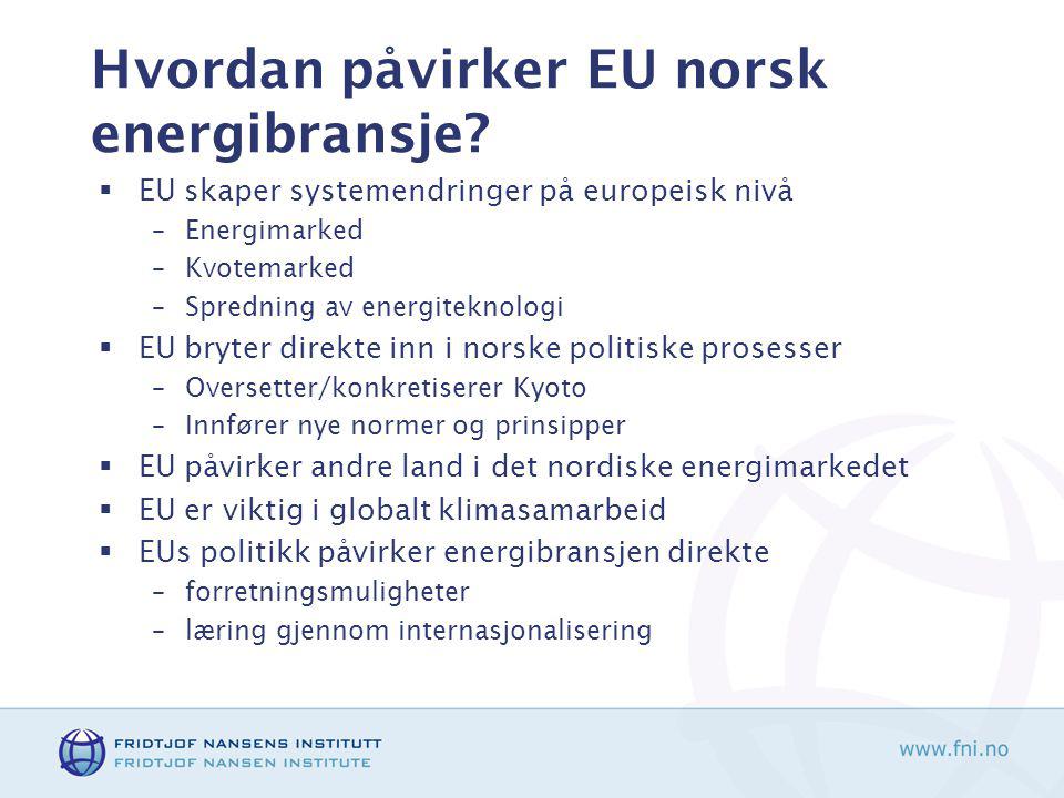 Hvordan påvirker EU norsk energibransje.