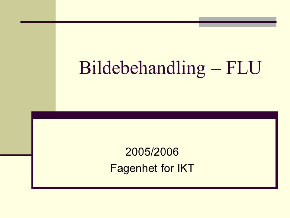 Bildebehandling – FLU 2005/2006 Fagenhet for IKT