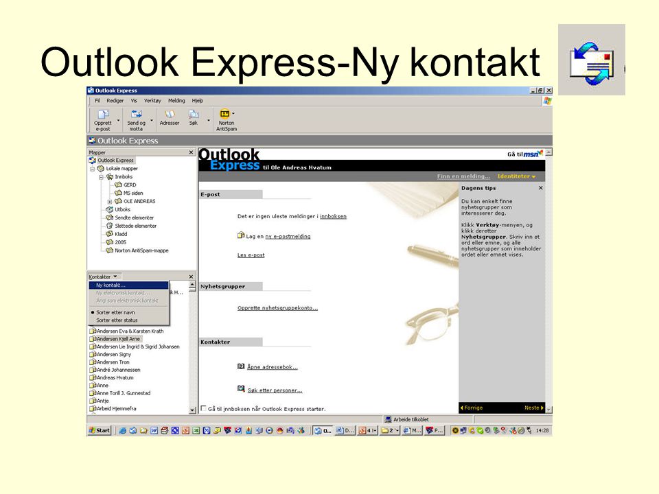 Outlook Express-Ny kontakt