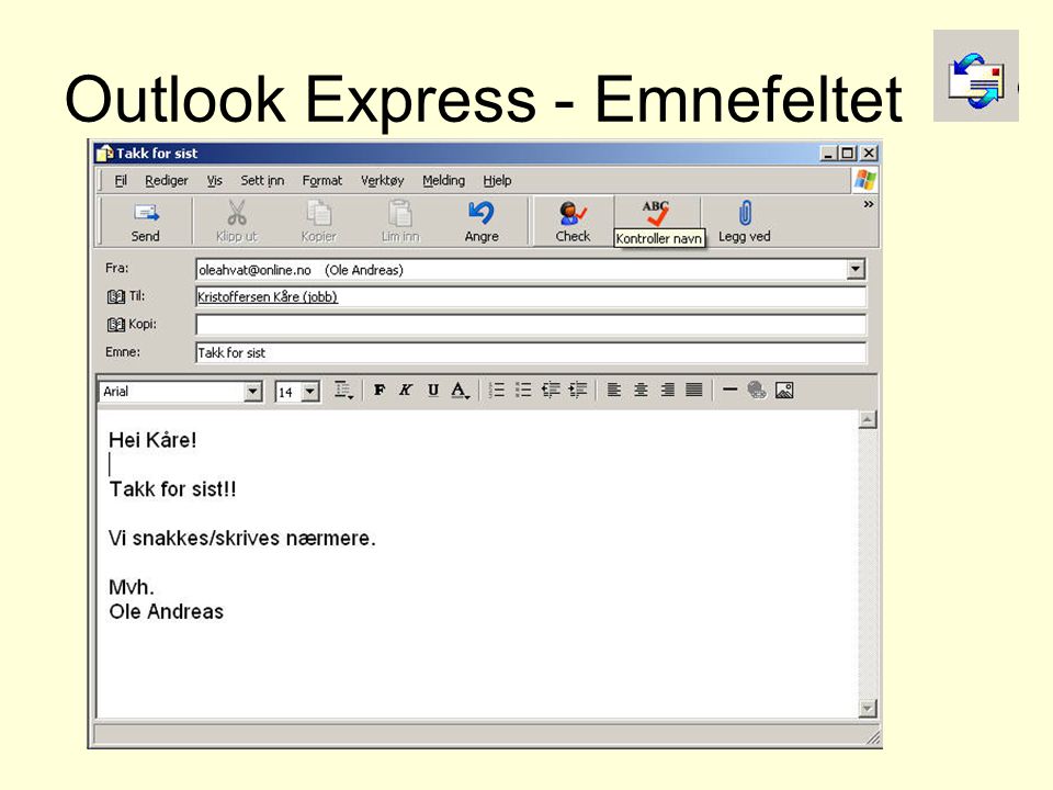 Outlook Express - Emnefeltet