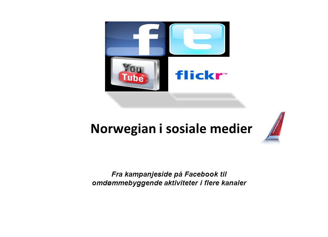 Norwegian i sosiale medier Fra kampanjeside på Facebook til omdømmebyggende aktiviteter i flere kanaler