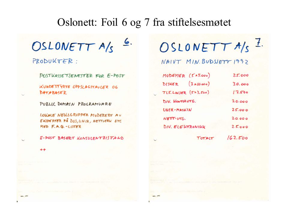 Oslonett: Foil 6 og 7 fra stiftelsesmøtet