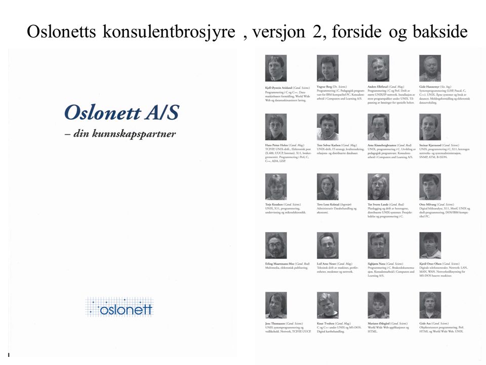 Oslonetts konsulentbrosjyre, versjon 2, forside og bakside