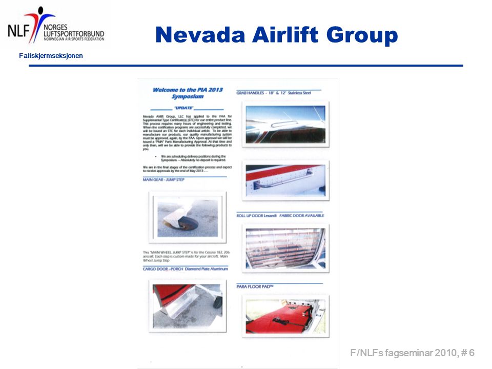 Fallskjermseksjonen Nevada Airlift Group F/NLFs fagseminar 2010, # 6