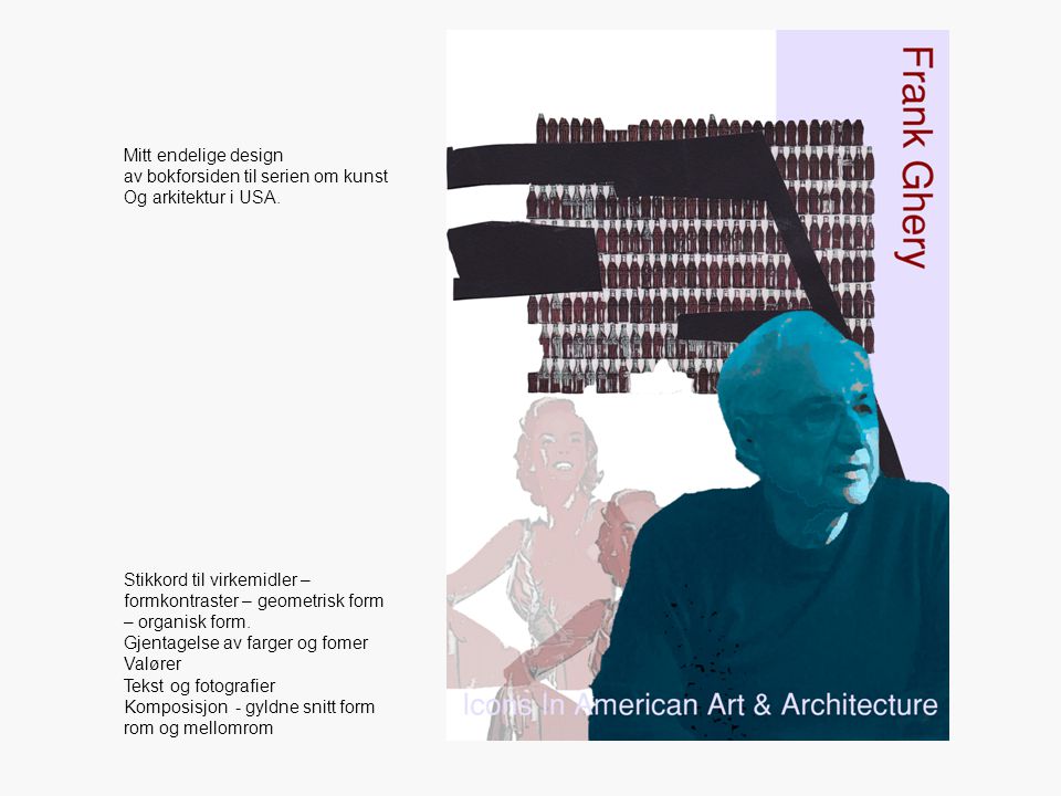 Mitt endelige design av bokforsiden til serien om kunst Og arkitektur i USA.