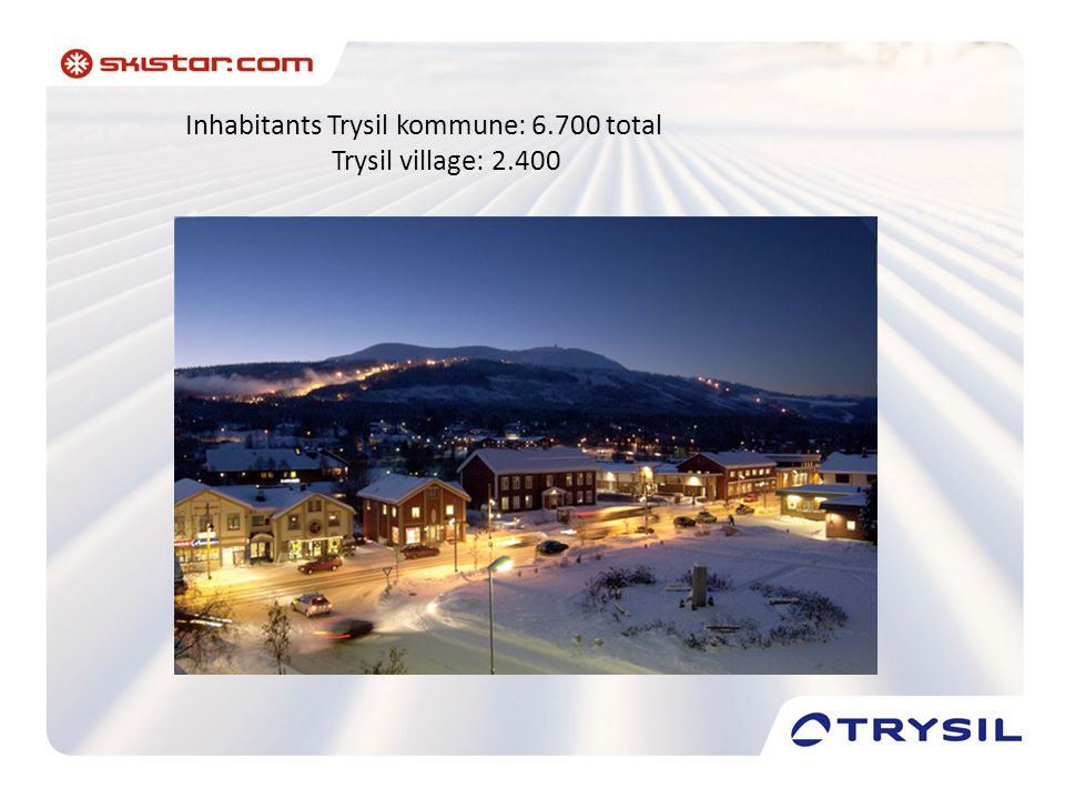 Inhabitants Trysil kommune: total Trysil village: 2.400