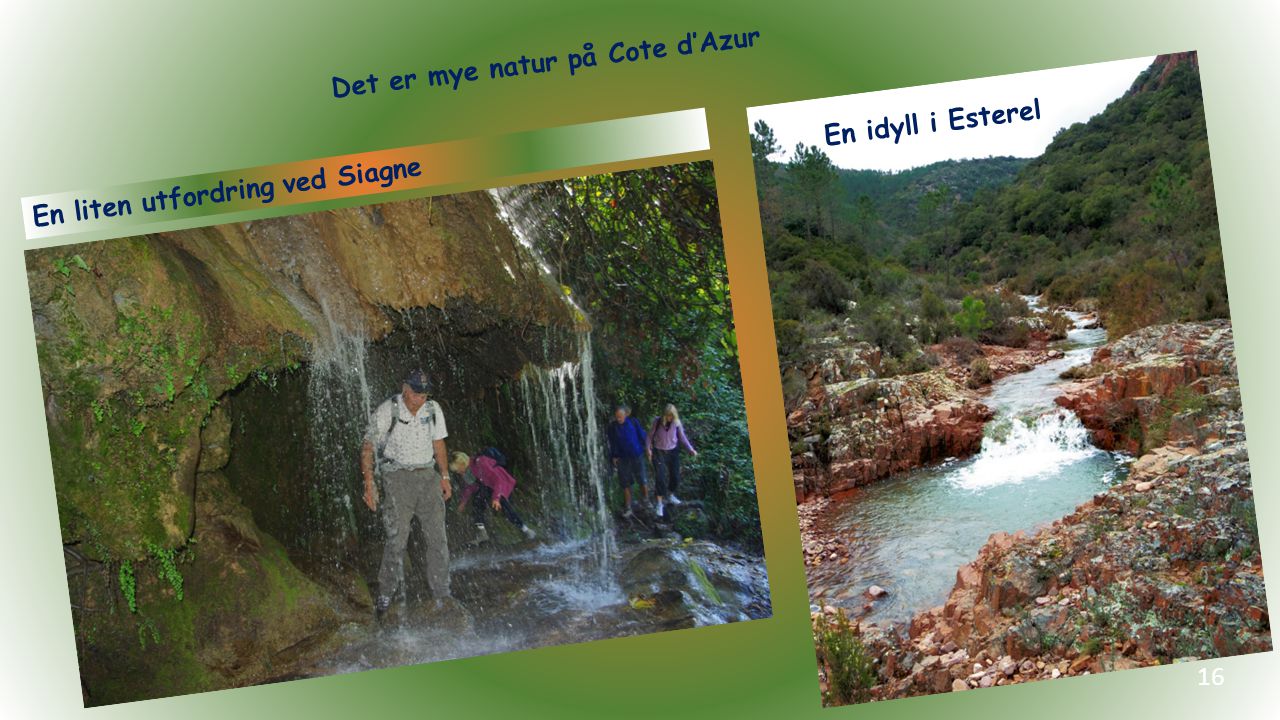 En liten utfordring ved Siagne 16 En idyll i Esterel Det er mye natur på Cote d’Azur