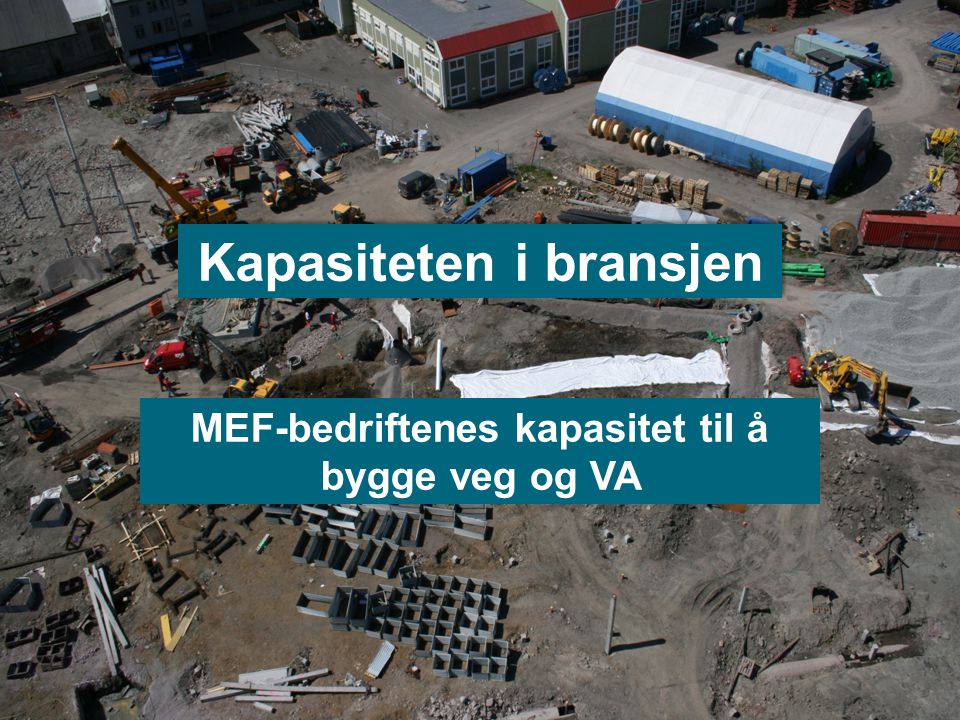 Kapasiteten i bransjen MEF-bedriftenes kapasitet til å bygge veg og VA