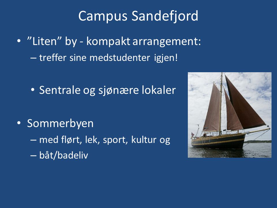 Campus Sandefjord • Liten by - kompakt arrangement: – treffer sine medstudenter igjen.