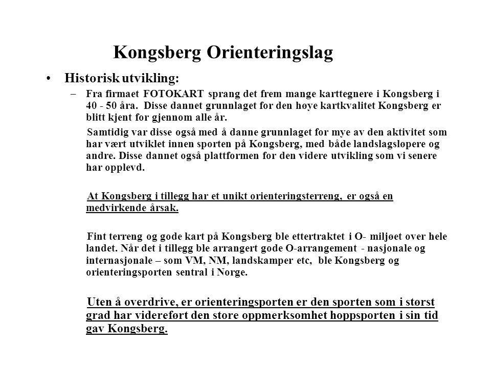 Kongsberg Orienteringslag •Historisk utvikling: –Fra firmaet FOTOKART sprang det frem mange karttegnere i Kongsberg i åra.