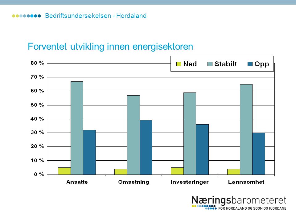 Forventet utvikling innen energisektoren Bedriftsundersøkelsen - Hordaland