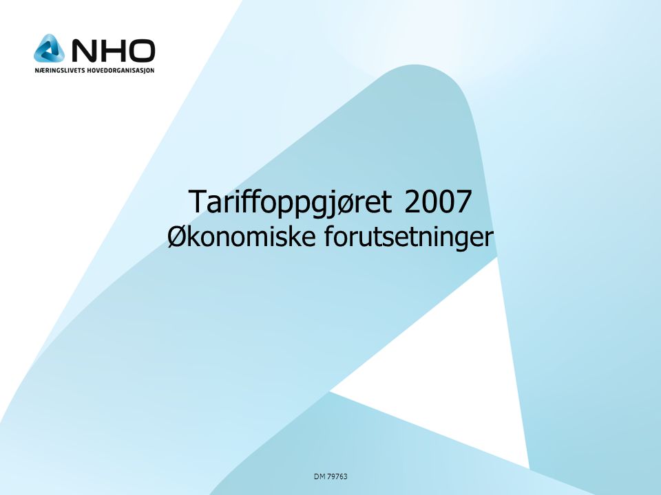 DM Tariffoppgjøret 2007 Økonomiske forutsetninger