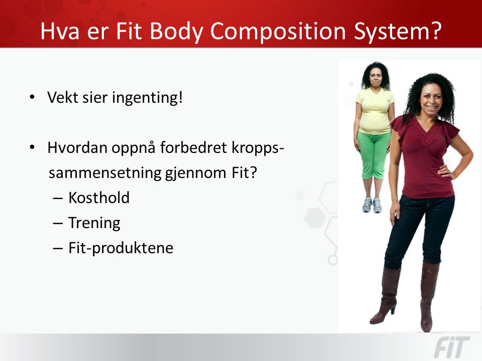 Hva er Fit Body Composition System. • Vekt sier ingenting.
