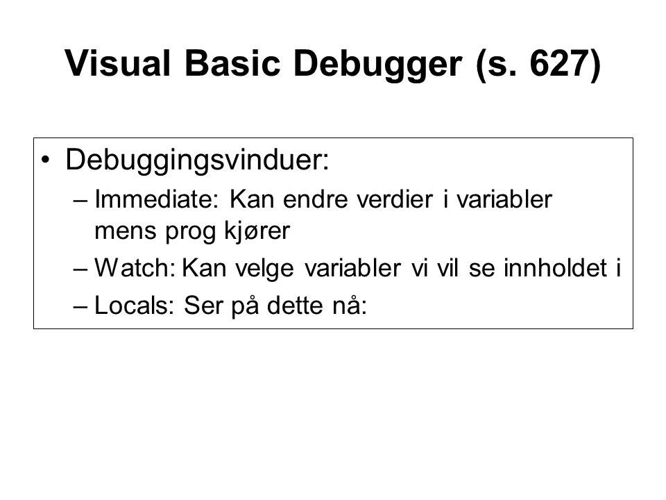 Visual Basic Debugger (s.