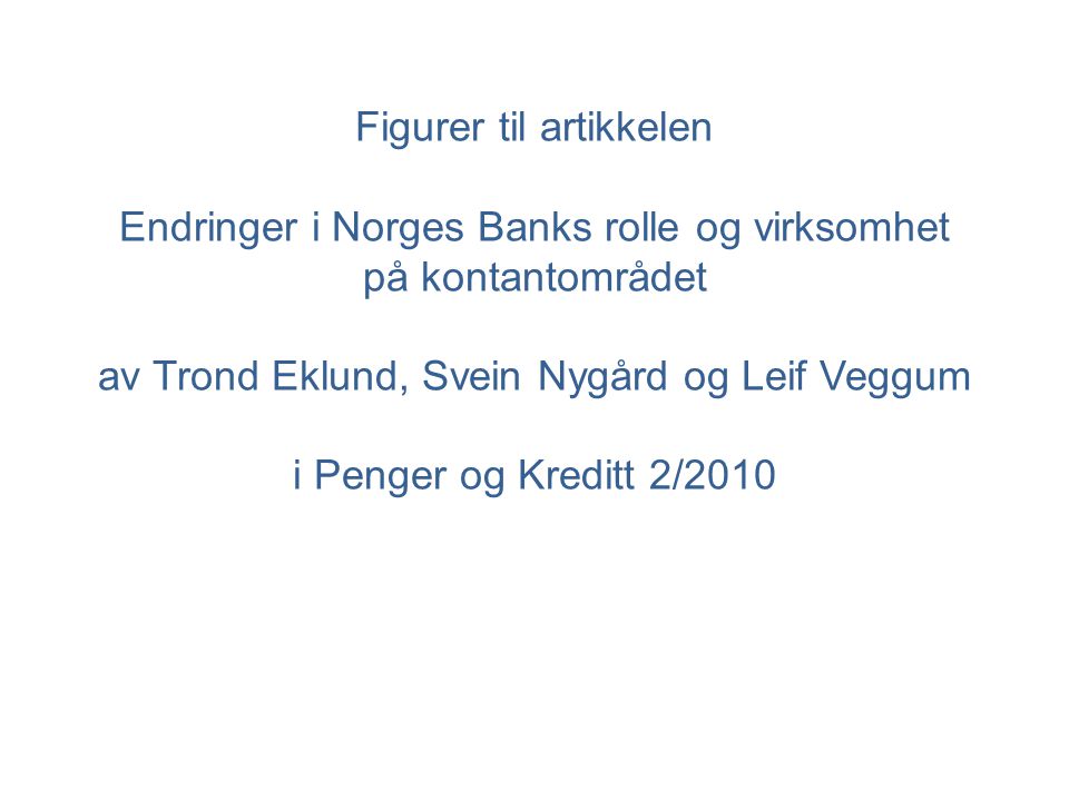 Figurer til artikkelen Endringer i Norges Banks rolle og virksomhet på kontantområdet av Trond Eklund, Svein Nygård og Leif Veggum i Penger og Kreditt 2/2010