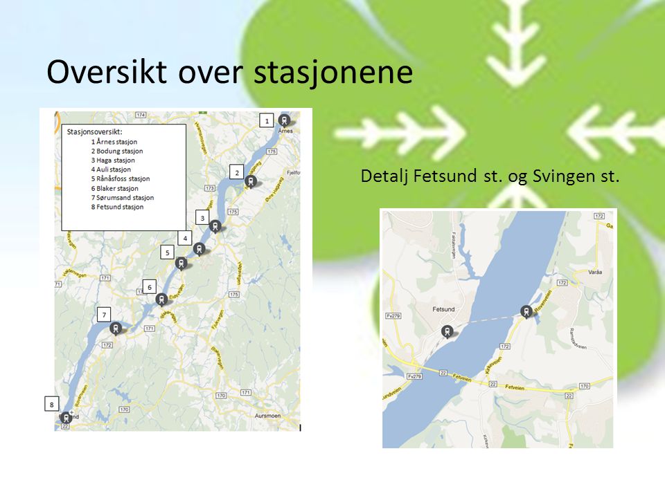 Oversikt over stasjonene Detalj Fetsund st. og Svingen st.