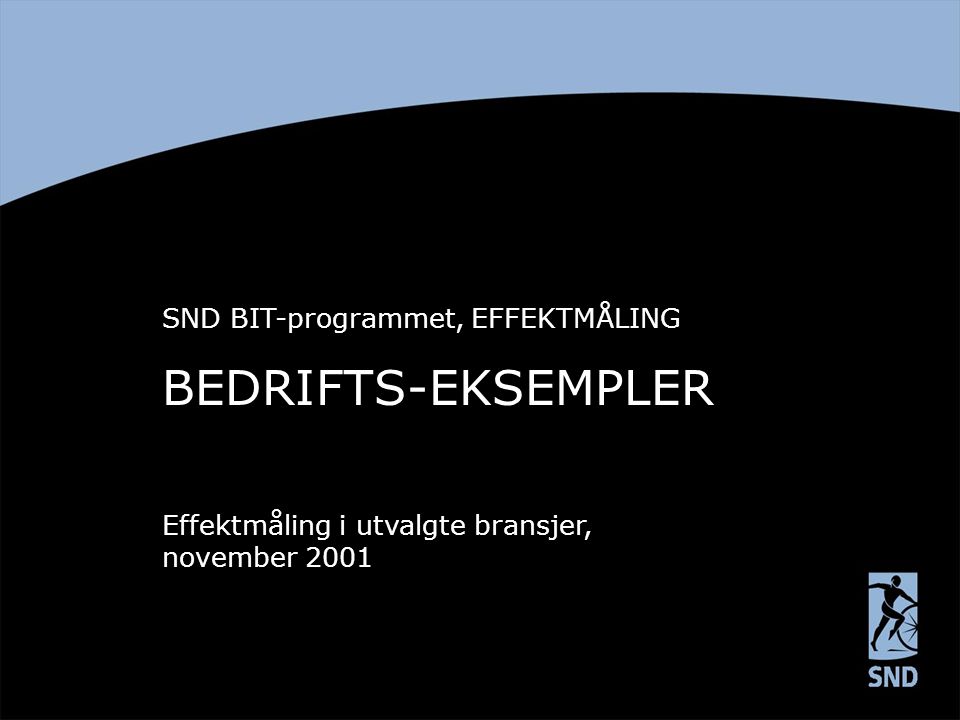 BEDRIFTS-EKSEMPLER SND BIT-programmet, EFFEKTMÅLING Effektmåling i utvalgte bransjer, november 2001