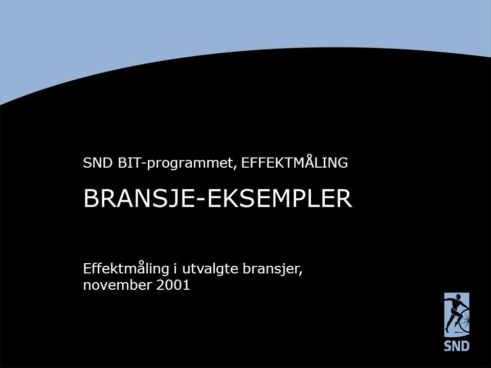 BRANSJE-EKSEMPLER SND BIT-programmet, EFFEKTMÅLING Effektmåling i utvalgte bransjer, november 2001