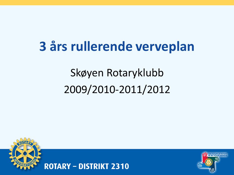3 års rullerende verveplan Skøyen Rotaryklubb 2009/ /2012