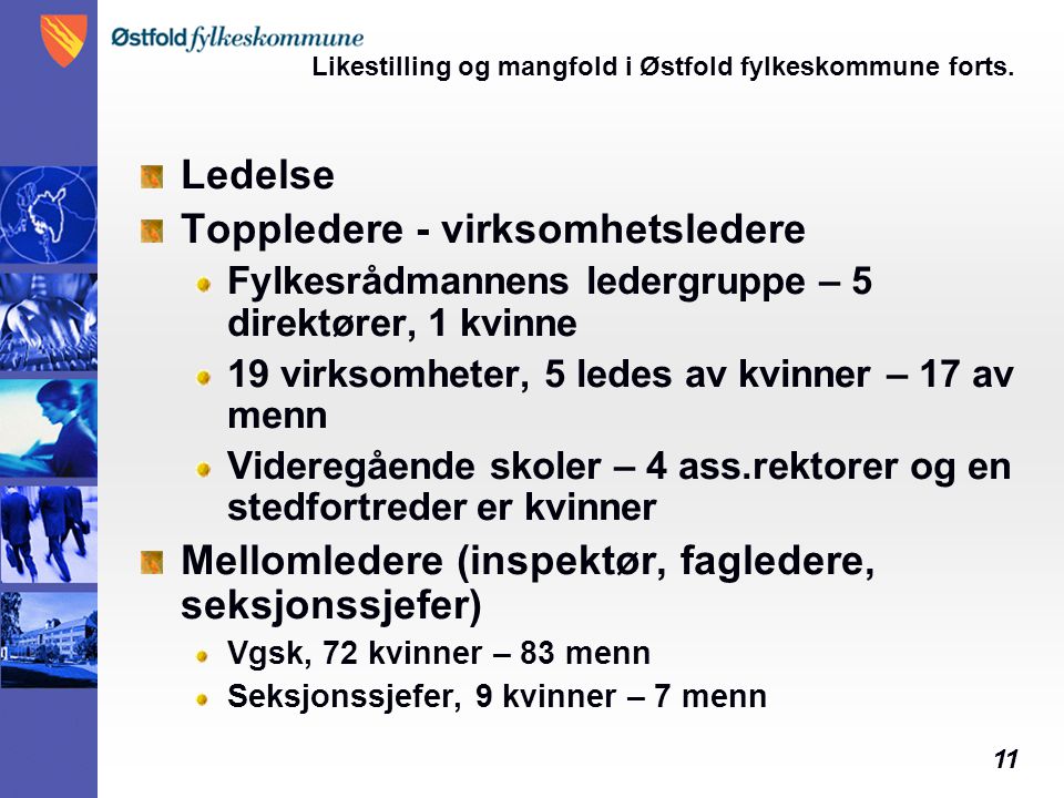 11 Likestilling og mangfold i Østfold fylkeskommune forts.