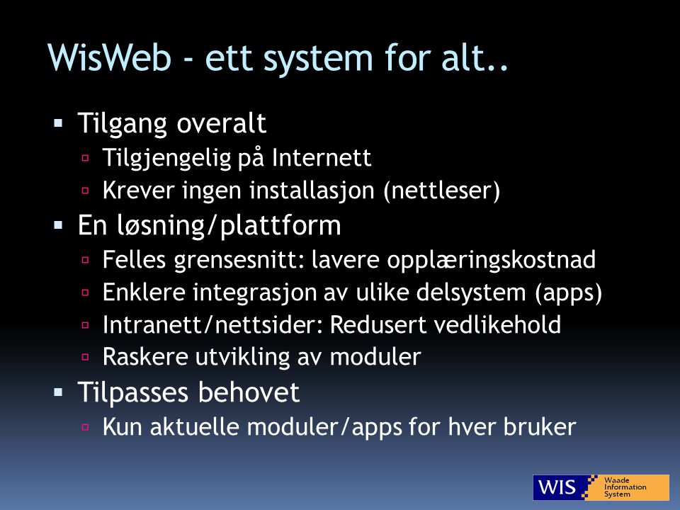 WisWeb - ett system for alt..