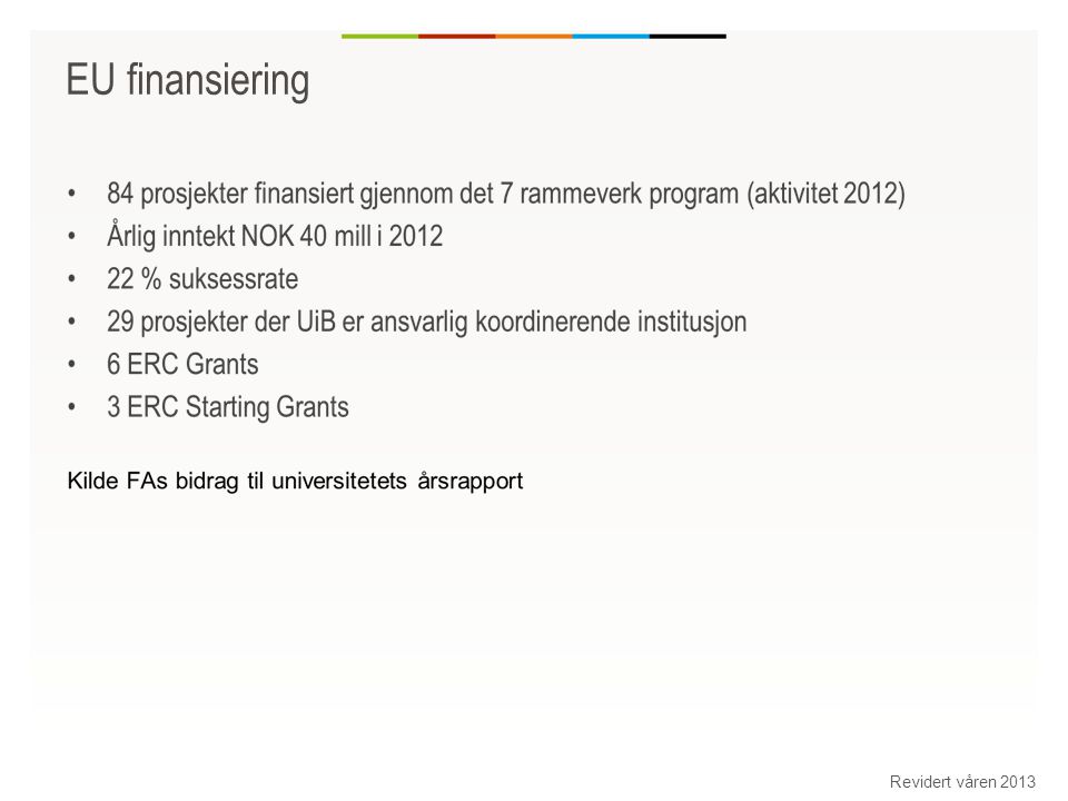 EU finansiering Revidert våren 2013