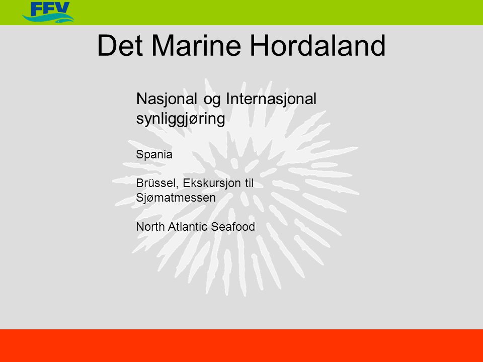 Det Marine Hordaland Nasjonal og Internasjonal synliggjøring Spania Brüssel, Ekskursjon til Sjømatmessen North Atlantic Seafood