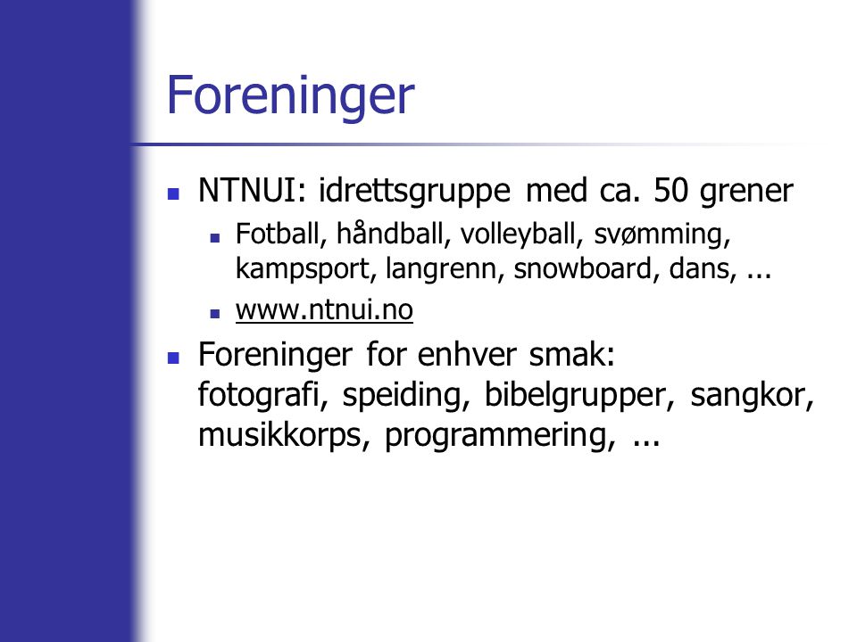 Foreninger NTNUI: idrettsgruppe med ca.