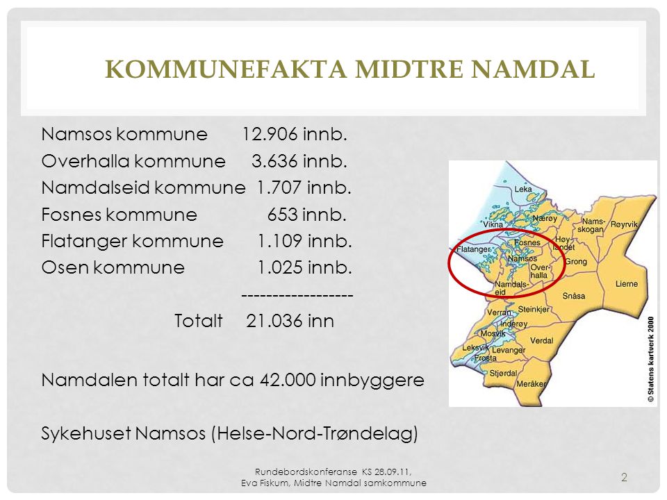 KOMMUNEFAKTA MIDTRE NAMDAL Namsos kommune innb.