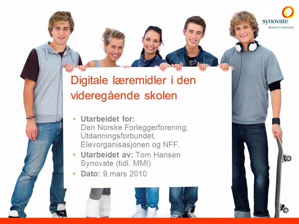 Digitale læremidler i den videregående skolen Utarbeidet for: Den Norske Forleggerforening, Utdanningsforbundet, Elevorganisasjonen og NFF.