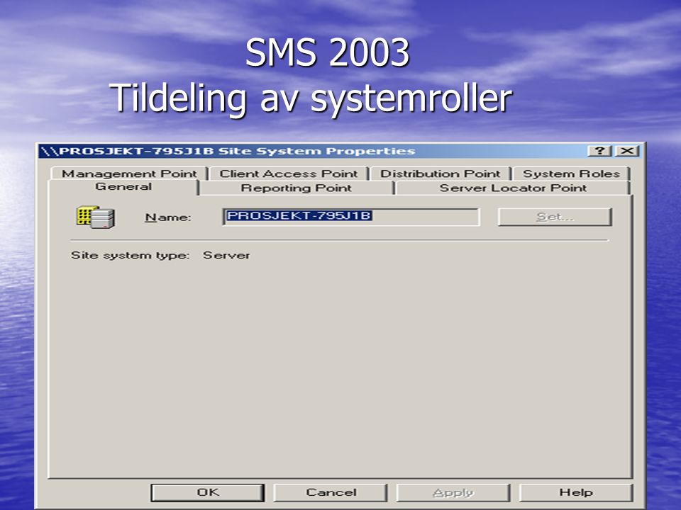 SMS 2003 Tildeling av systemroller