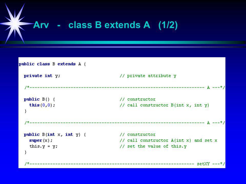 Arv - class B extends A (1/2)