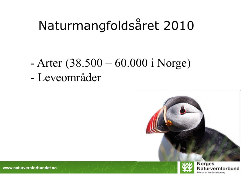 Naturmangfoldsåret Arter ( – i Norge) - Leveområder