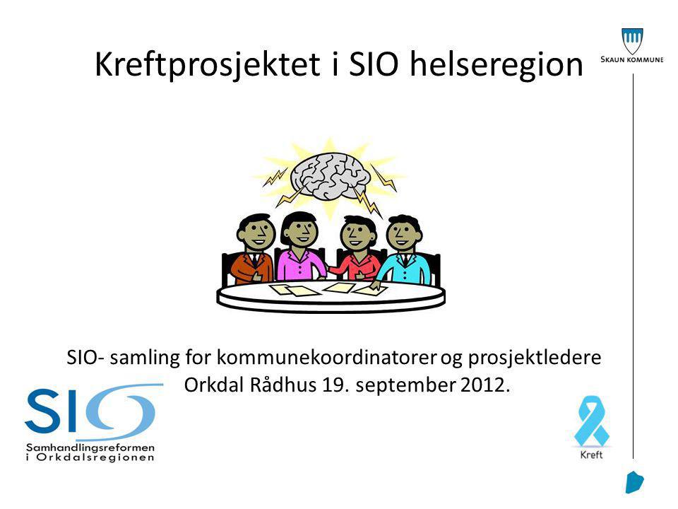 Kreftprosjektet i SIO helseregion SIO- samling for kommunekoordinatorer og prosjektledere Orkdal Rådhus 19.