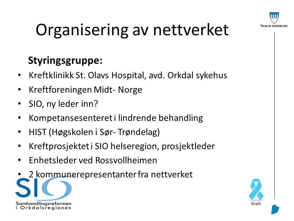 Organisering av nettverket Styringsgruppe: Kreftklinikk St.