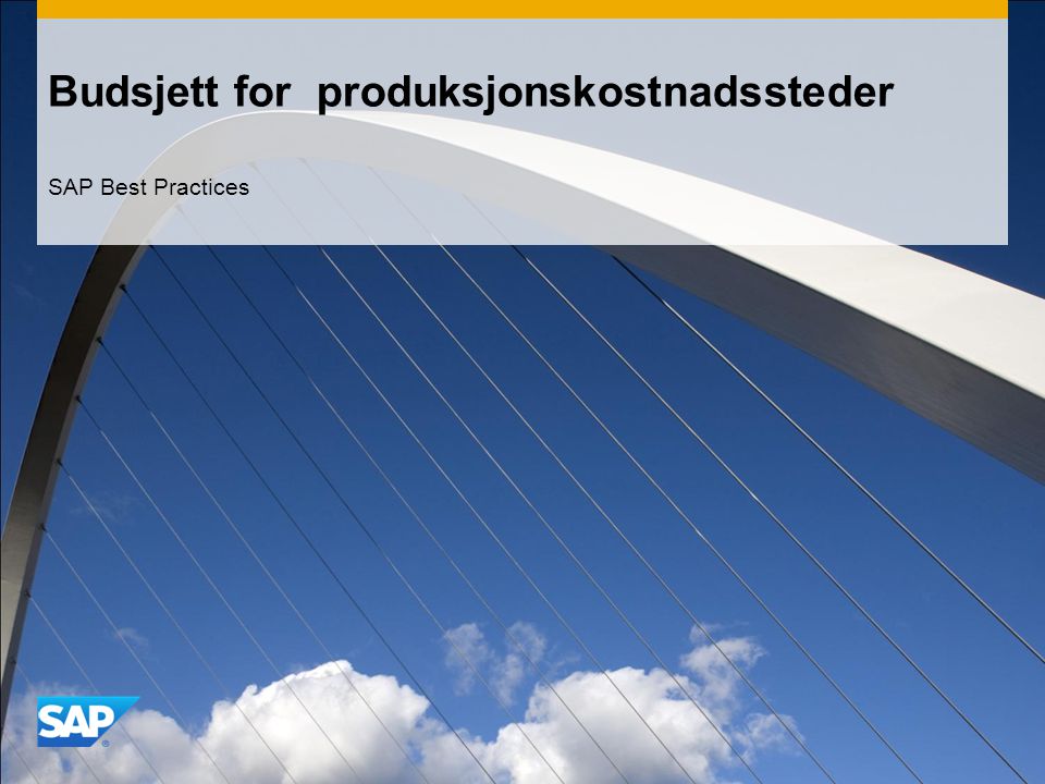 Budsjett for produksjonskostnadssteder SAP Best Practices
